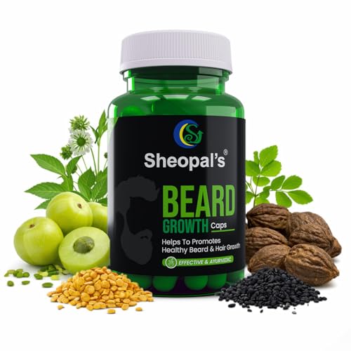 Image of Sheopals Beard Growth 60 Capsules - Ayurvedic Blend with Amla Bhringraj, Methi, Kalonji & Harad - Supports Stronger, Fuller & Thicker Beard Growth | Solves Uneven & Patchy Beard