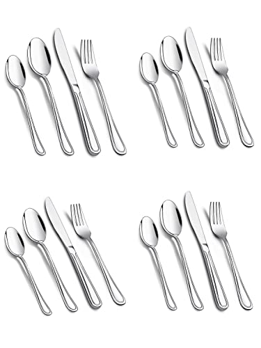 Cutlery Set, 4 Piece Stainless Steel Flatware Set, Tableware Silverware Set with Spoon Knife and Fork Set, Service for 4, Dishwasher Safe/Easy Clean, Mirror Polished - Image 4