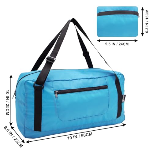 Image of HOLYLUCK Foldable Travel Duffel Bag For Women & Men Luggage Great for Gym - sky blue