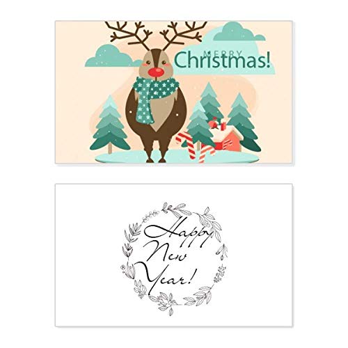 Tarjeta conmemorativa de Año Nuevo con árbol de Navidad e ilustración