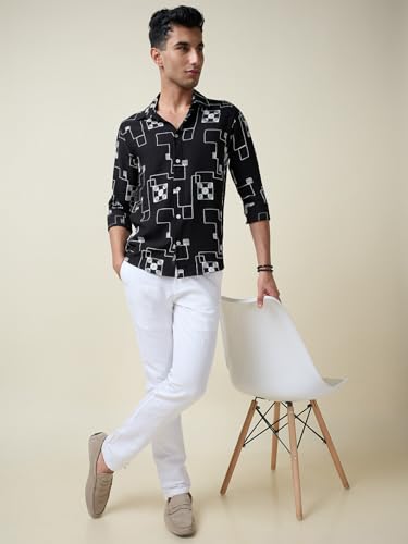 Image of Thomas Scott Mens Regular Fit Embroidered Full Sleeves Casual Shirt