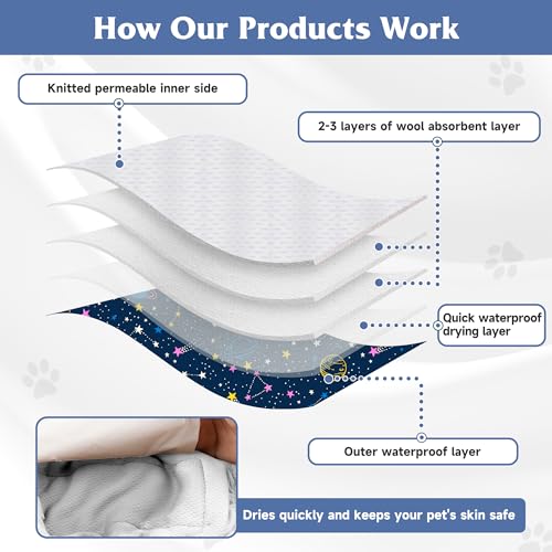 Image of 5 Pack Dog Diapers Male, High Absorbing Dog Wraps, Belly Bands for Male Dogs with Incontinence or Frequent Urination, Washable Doggie Diapers Star L