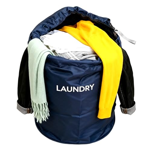 Ropa Sucia Viajes Fácil de Transportar, 120L Bolsa para Ropa Sucia, Bolsas Impermeables para ropa sucia, Bolsa de Lavandería, para el Gimnasio, la Piscina, el Hogar, los Viajes, Azul Oscuro (60×90cm)