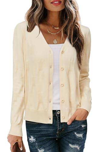 Image of Arach&Cloz Women's Soft Cropped Cardigan Casual Lightweight Shrug Sweater Tops
