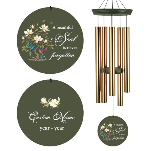 Image of Personalized 30 /36 inch Memorial Wind Chimes for Outside, Sympathy Gifts Wind Chime for Loss of Loved One, Beautiful Decor with Deep Tone, Ideal for Funeral, Remembrance & Bereavement, Produced in Texas