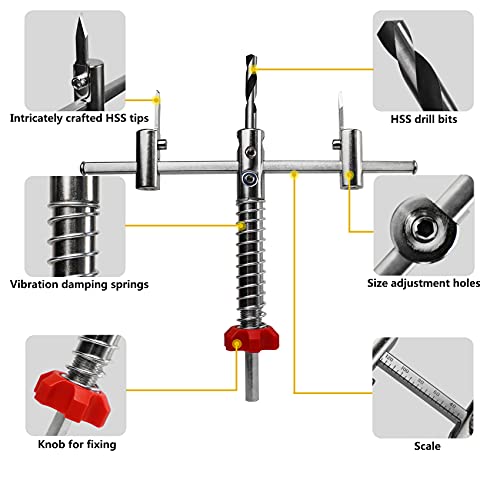 Adjustable Hole Saw Cutter Kit 1-5/8" to 8"（40-200mm）Twin Blade Hole Saw with ABS Dust Shield for Making recessed Lights, Speaker Holes or Ventilation Holes