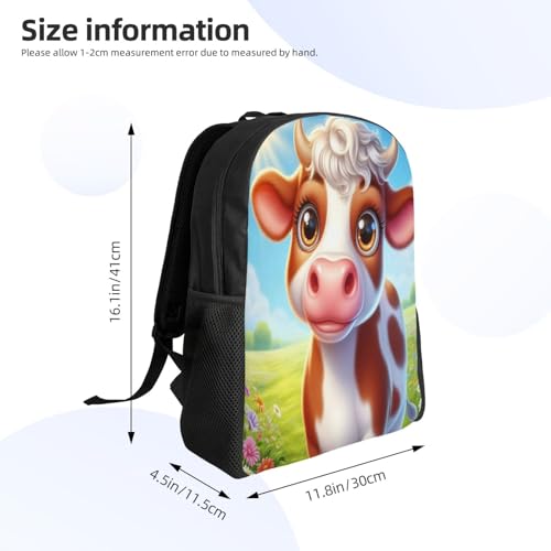 Comfort Fit Unisex Cow Field Flowers Sky Backpack Durable for Daily Commute & Travel Adventures 16 Inch4