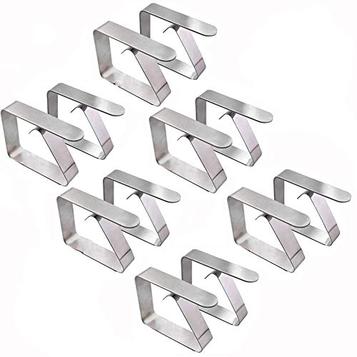 Ho - Juego de 12 clips de acero inoxidable para mantel de mesa con clip ajustable para tablet, para exterior, pícnic y fiesta (plata)