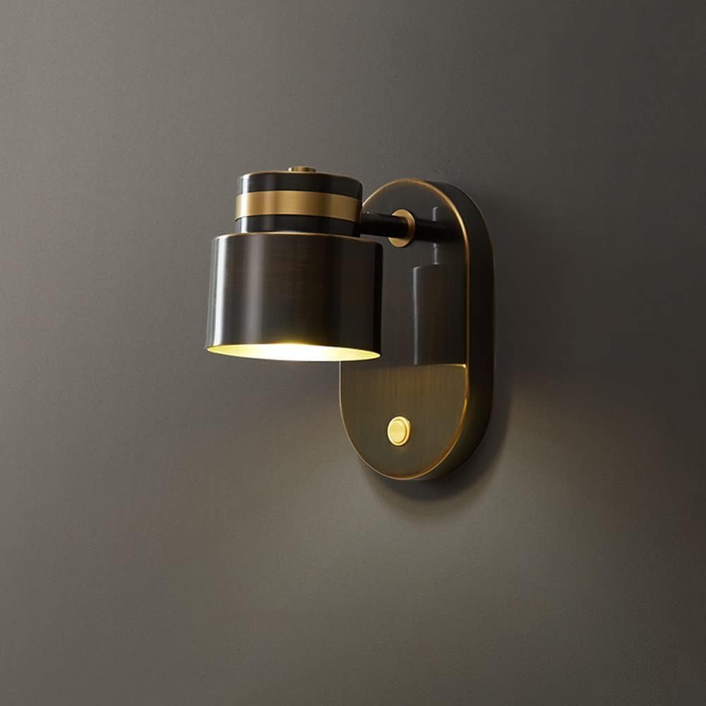 VGTLAKEX Wall Light Copper Reading Sconce Adjustable Lamp Hardwired Bedside Lighting with On/Off Switch G9 Mounted for Living Bedroom