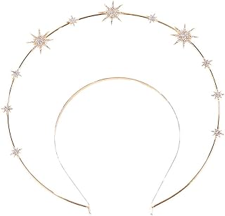 Angel Tiaras Star Crown,Star Goddess Crown,Star Headband,Halo Crown, Wedding Headpiece Vintage Mary Halo Hairband Decorative Women Halloween Costume Headpiece Headdress