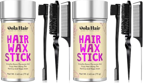 Image of Dolahair Hair Wax Stick - Flyaway Control and Styling Pomade for Kids, Women, and Men - Accessorie Slick Back Hair Brush Kit Hair Bun Maker (Pack of 8)