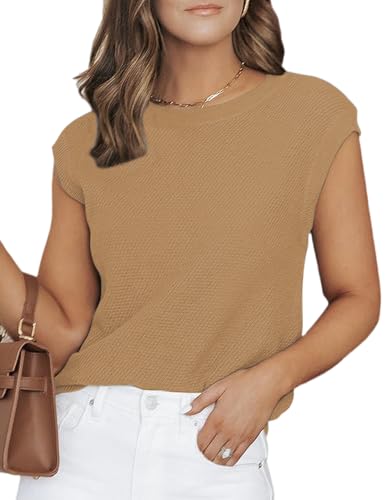 Image of CiCiBird Women Summer Cap Sleeve Sweaters Knit Crew Neck Pullover Tank Tops 2025 Casual Trendy Shirt