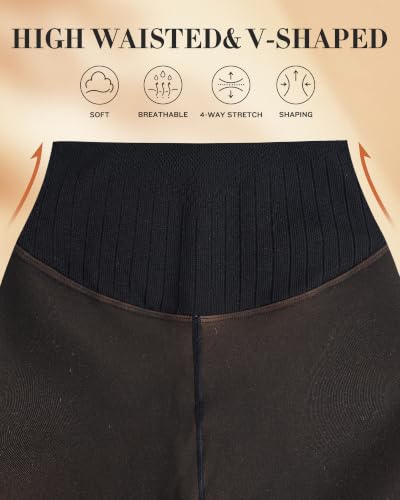 Image of CHRLEISURE Women's Fleece Lined Tights - Fake Sheer Warm Pantyhose Thick Winter Leggings