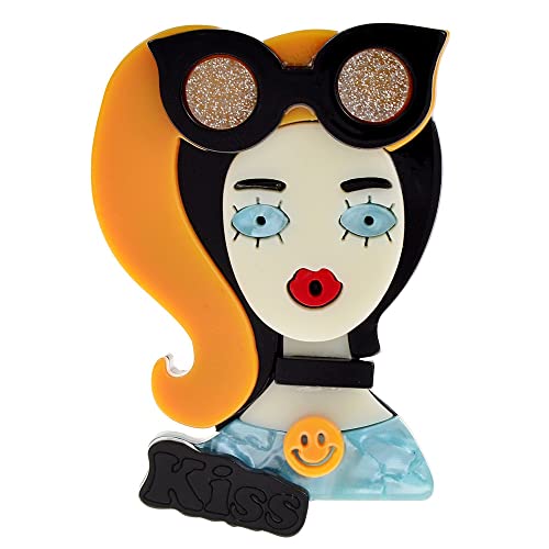 YANGJIAHUASHOP Modèle Unique Acrylique High Tailtail Girl Broches for Femmes Pin New Blue Eye Girl Bijoux Cadeau Cover