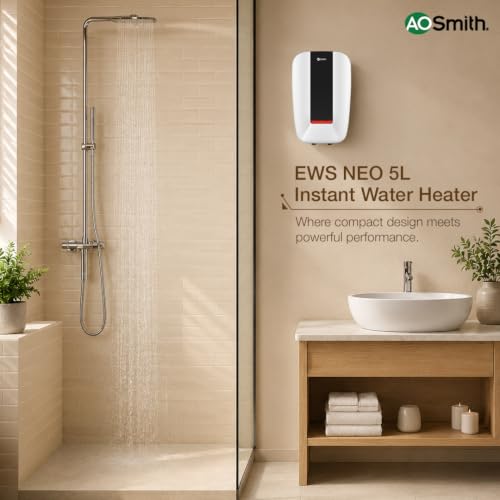 Image of AO Smith EWS NEO 5L Instant Water Heater Geyser | 3KW Heating Element | Stainless Steel Tank | 5-Level Safety Protection | Suitable For Kitchen & Bathroom | 5 Yr Tank Warranty