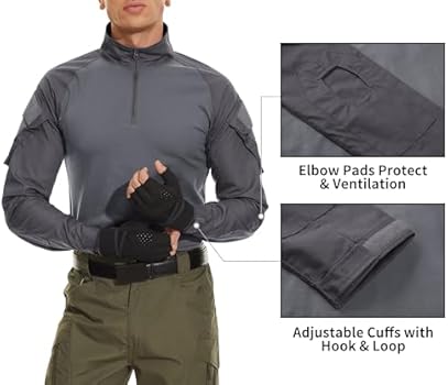 TACVASEN Heren Combat Airsoft Militaire Shirts met Lange Mouwen, Bruin, X-Large