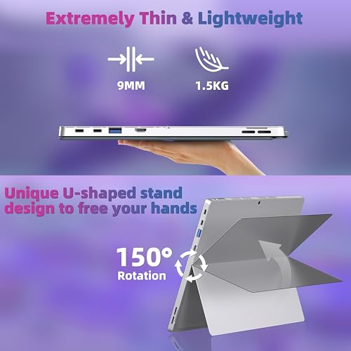 Image of 14 inch 2-in-1 Laptop Tablet, In tel N95 Up to 3.4GHz, 512GB NVME SSD 16GB RAM, 2K FHD IPS Touchscreen, Win 11 Pro PC, Detachable Keyboard, Stylus Pen Support, Ultra-Portable for Business & Student