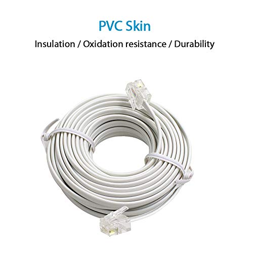 Shonco 2 Pack 6M 20Ft Phone Telephone Extension Cord Cable Line Wire With Standard Rj11 6P4C Plugs For Landline Telephone- White #TOP5