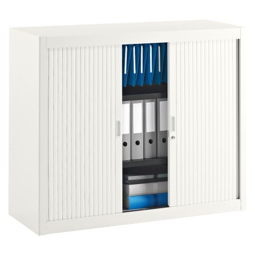 Générique Armoire Basse à Rideaux démontable Hauteur de comptoir 100 x 120 cm (Blanc)