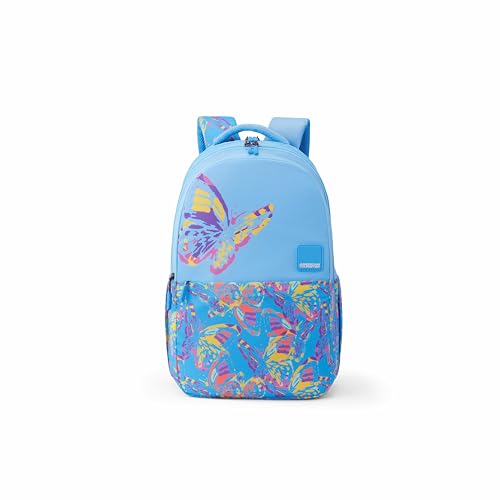 Image of American Tourister Lit | 36 Ltrs | 3 Compartments | Bottle Pocket | Ergonomic Padded Back Panel & Shoulder Straps | Secondary School Backpack | 1 Year International Warranty | Butterfly Blue