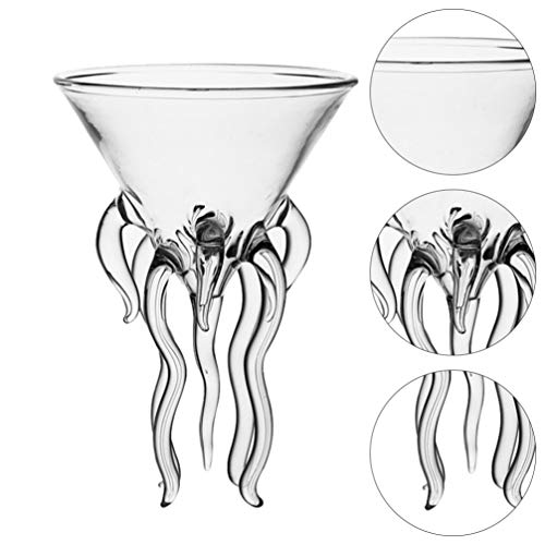 YARNOW 2 Pcs Cocktail Glasses Margarita Glasses Octopus Glasses for Home Bar Restaurant, Transparent-2pcs, 12.5x9cm - Image 4