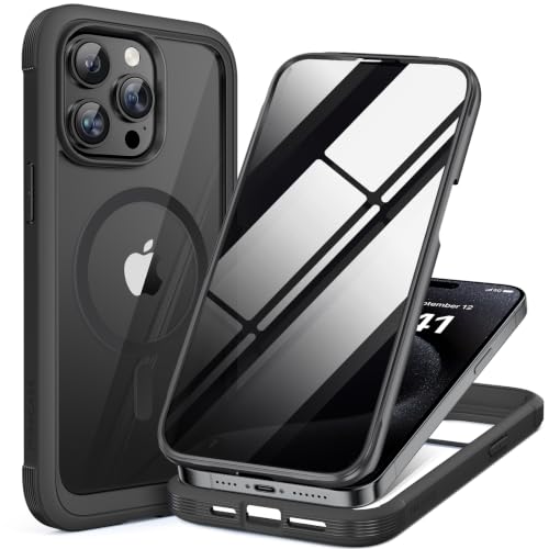 Image of Miracase for iPhone 15 Pro Case 6.1'',with Private Screen Protector,Black