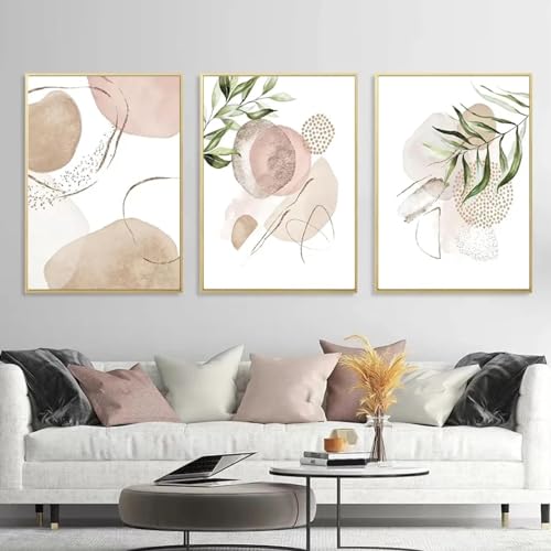 Tableau abstrait feuille or rose YAJNILUCK | Idée cadeau décoration maison