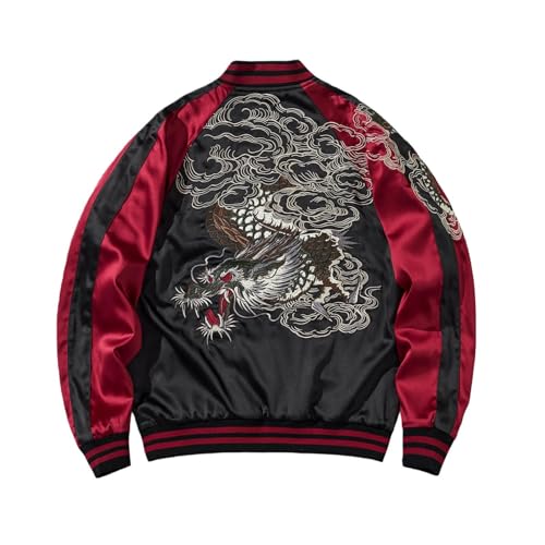 Veste bomber de baseball homme blouson réversible style chinois streetwear brodé