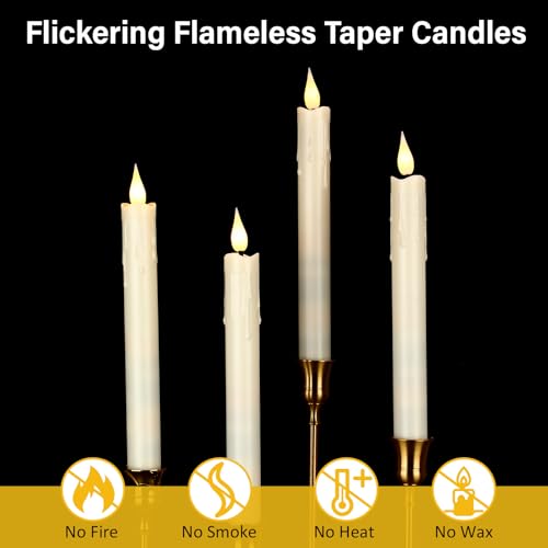 Image of Baquler 48 Pcs 8.8 inch Ivory Flameless Taper Candle LED Stick Battery Operated | Candle Sticks Bulk, No Battery, Flickering LED Candlestick, Window Wedding Halloween Christmas Decor, Plastic