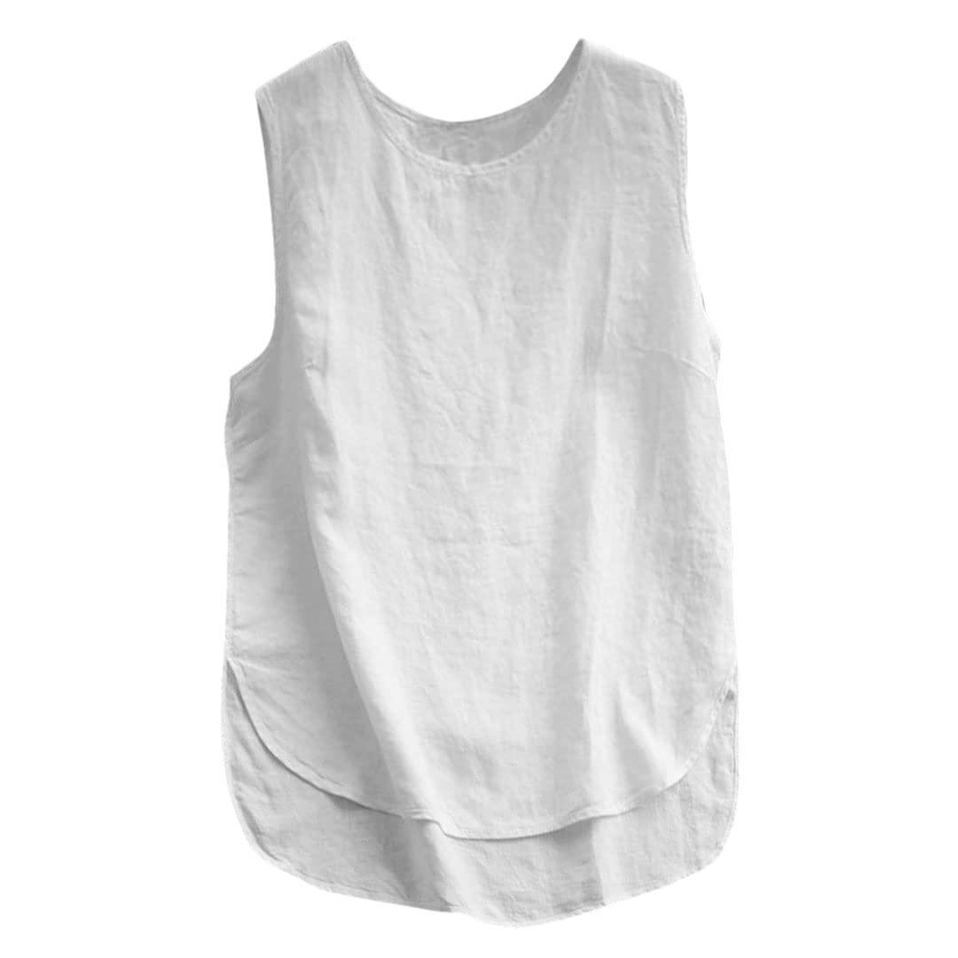 Donne Primavera ed estate Gilet Cotone Lino Senza Maniche Top O Collo Top Tubo di Base Top Top Casual Bretelle