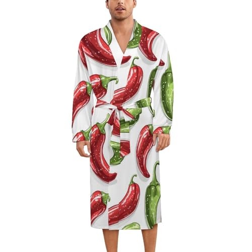 Robe de nuit en soie imprimé piment rouge kimono de nuit unisexe