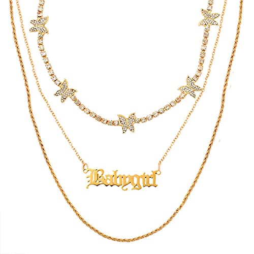 Chaîne de tennis papillon ras du cou strass collier perles multicouche bijoux femmes 2 pièces