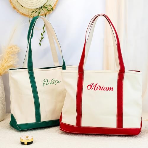 Personalized Embroidered Name Tote Bag: Custom Reusable Large Canvas bag for Shopping, Travel, Birthday Gifts4