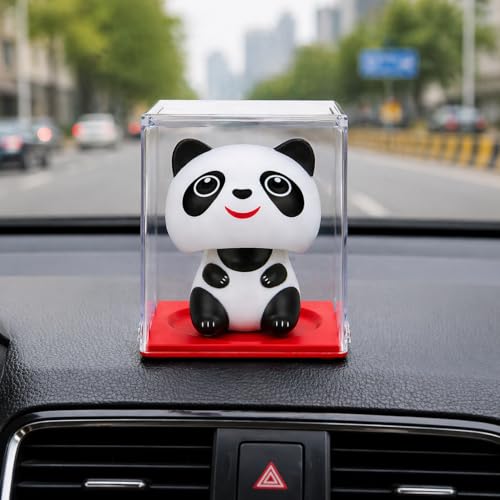 Image of CraftVatika Home Decoration Items for Living Room, Solar Powered Panda Moving Head Up & Down Feng Shui Items for Good Luck, Home Decor Items, Car Dashboard Office Desk, Birthday Gifts for Women Man