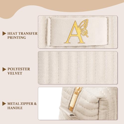 Image of COSHAYSOO Personalized Bridesmaid Proposal Gifts Initial Makeup Bag Letter A, Bachelorette Party Bridal Shower Maid of Honor Gift for Wedding, Monogrammed Cosmetic Pouch for Bride Mother
