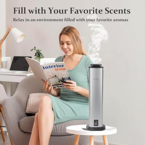 Image of STARQ Lux Tower Luxury Smart Air Scent Diffuser Waterless Aroma Machine App Control Cold Atomization Ultra Quiet No Heat for Home & Office Includes Complimentary 300ml Starter Perfume