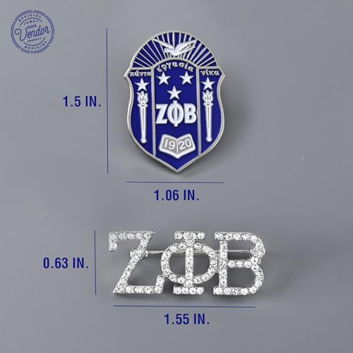 Image of Zeta Phi Beta Sorority Paraphernalia - Official Vendor - Set of 2 Lapel Pins - Enamel and Rhinestone