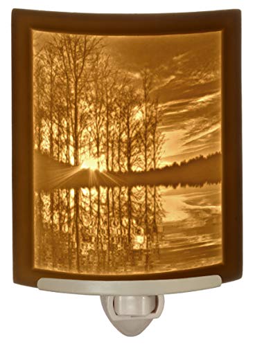 The Porcelain Garden Lakeshore Sunset- Porcelain Lithophane Nightlight, Decorative Wall Plug In Nursery, Bedroom, Kitchen, Bath, Hallway Nature Themed Accent Light #TOP5