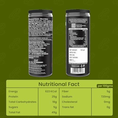 Image of Roasty Tasty Olive & Herbs Flavour Roasted Peanuts|Healthy Snacks|Rich In Protein & Fibre|Roasted, Not Fried Snacks|Healthy Food|Namkeen Peanuts|Crunchy Masala Peanuts|Pack Of 2 (150G Each)