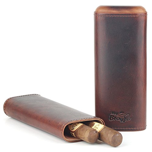 Leather Cigar Case - Two Tone Aniline Leather - [Tan] - Thumbnail 6