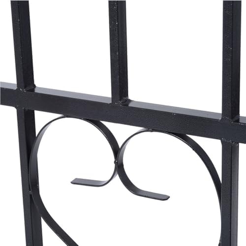 Iron Garden Arch Trellis with Ground Stakes, Stereoscopic Rose Arbor, Garden Arbour for Various Climbing Plant Roses Vines Support Rack, Ceremony Wedding Arch(Black)