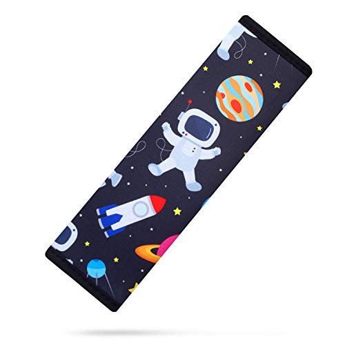 Image of YR Seat Belt Cover for Kids, Soft Comfort Seat Belt Cushion for Children, Cute Cartoon Pattern Car Seat Belt Pads Cover for Girls and Boys, 1 Pack, Spaceman