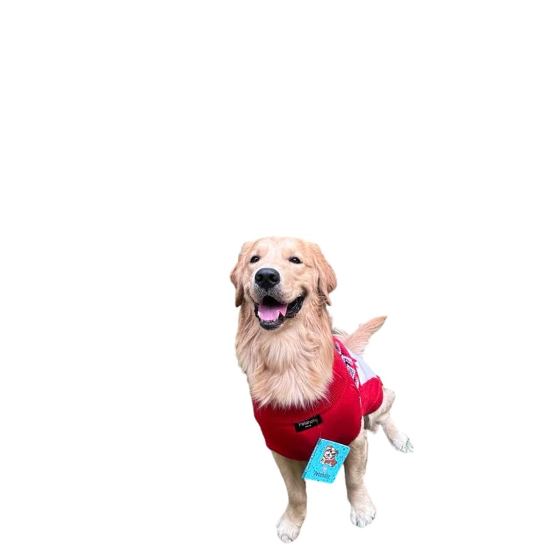Petapuppies Dog Sweater- Fleece Winter Sweater- Cold Weather Protection - Wind Proof - Soft and Warm Thick Padded Dog Winter Sweaters - Stretchable Sweaters for Dog -Red - White - Size-20 (B0CNS7WXWL) Amazon Price History, Amazon Price Tracker