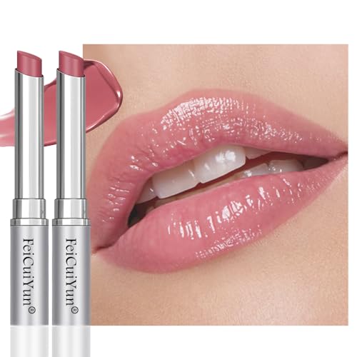FeiCuiYun 2Pcs Pink Honey Tinted Lip Balm Lip Gloss Lipstick, Sheer Hydrating Lip Gloss Tint, Moisturizing Lip Color for All Skin Tones, Nourishing Lip Balm with a Hint of Natural Black Cherry Tint