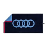 Audi 3132100300 Handtuch 50x100cm Badetuch Strandtuch Ringe Logo, blau