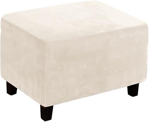 Juego de 1 fundas rectangulares de terciopelo elástico para reposapiés, fundas para taburete otomano, funda protectora de muebles con parte inferior