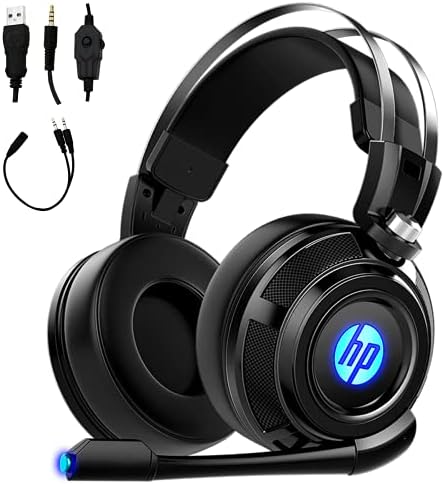 HP Wired Stereo Gaming Headset with mic, for PS4, Xbox One, Nintendo Swap, PC, Mac, Laptop computer, Over Ear Headphones PS4 Headset Xbox One Headset and LED Mild