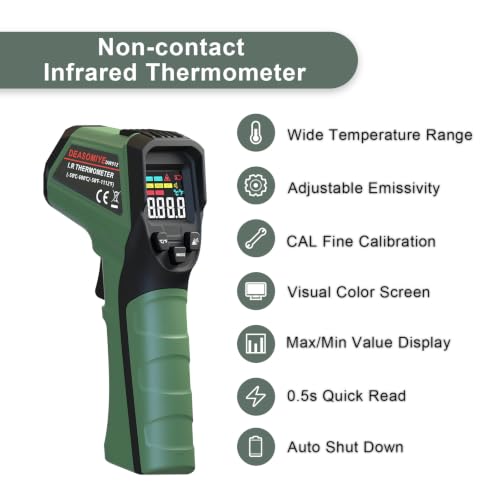 Image of Infrared Thermometer Gun for Cooking Griddle,Grill,Oven,Fridge,A /C, Non Contact IR Thermometer Laser Temperature Gun with -58℉ to 1112℉,Color LCD,Cal Calibration, Adjustable Emissivity,Min Max Measure