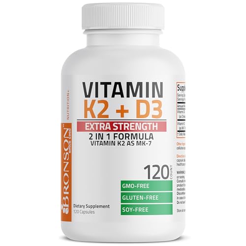 Bronson Vitamin K2 (MK7) with D3 Extra Strength Supplement Bone a...