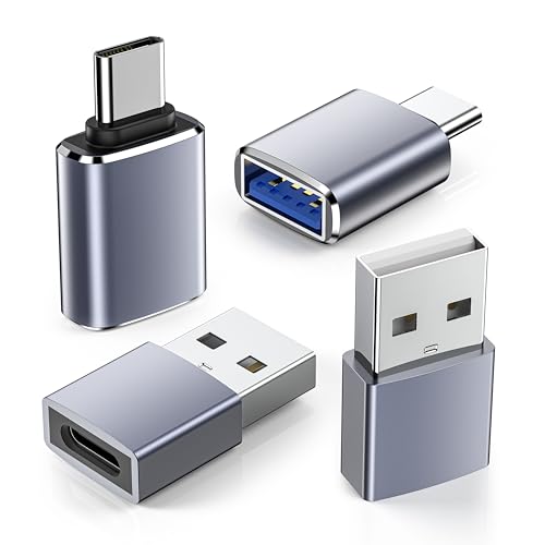 USB to USB C Adapter 4 Pack, [USB-C to USB-A] & [USB-A to USB-C] Converter, Compatible with iPhone...